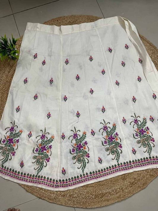 Kantha White Kanu Wrap Indian Skirt