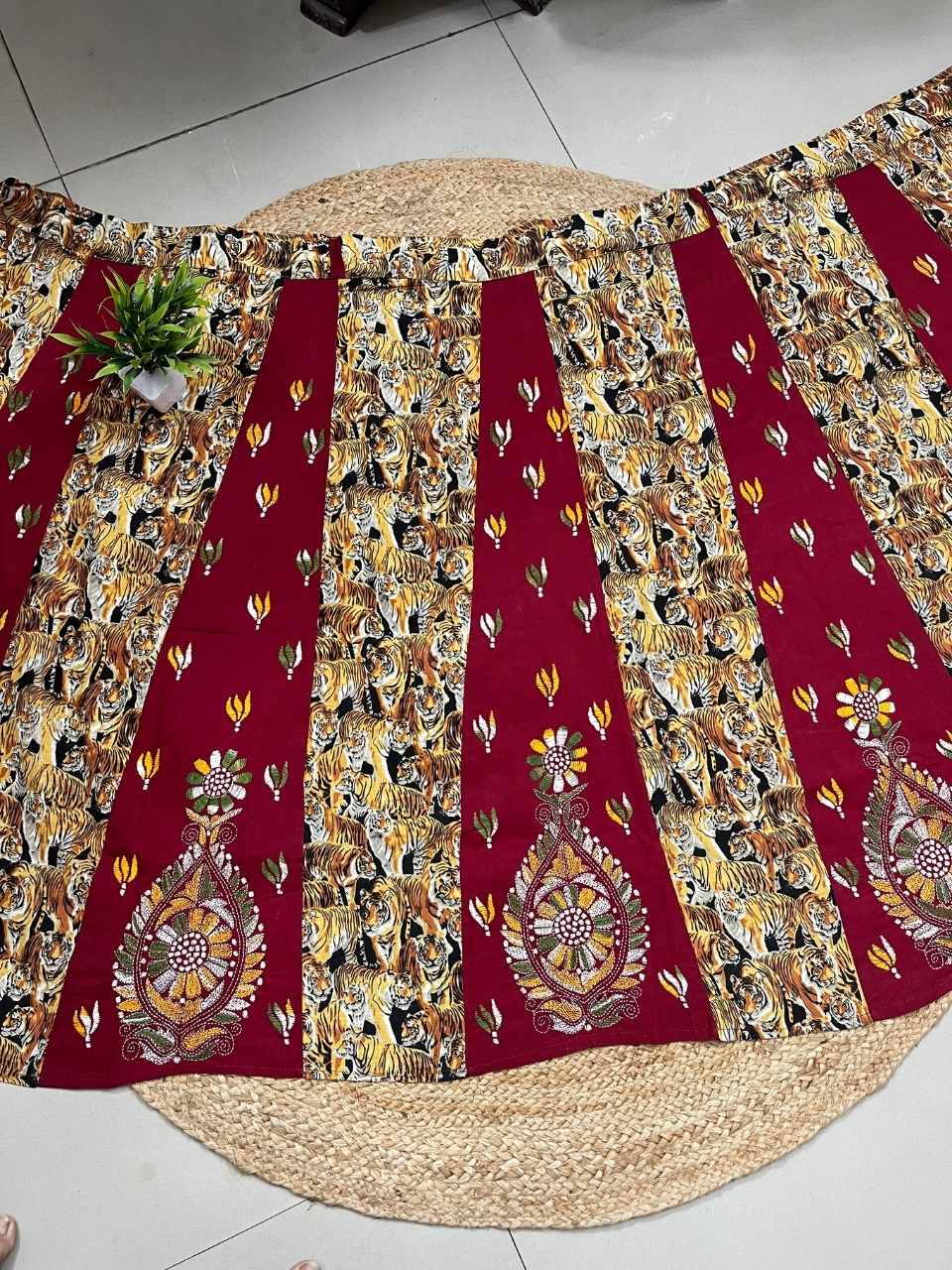 Kantha Red Rani Cotton Wrap Skirt