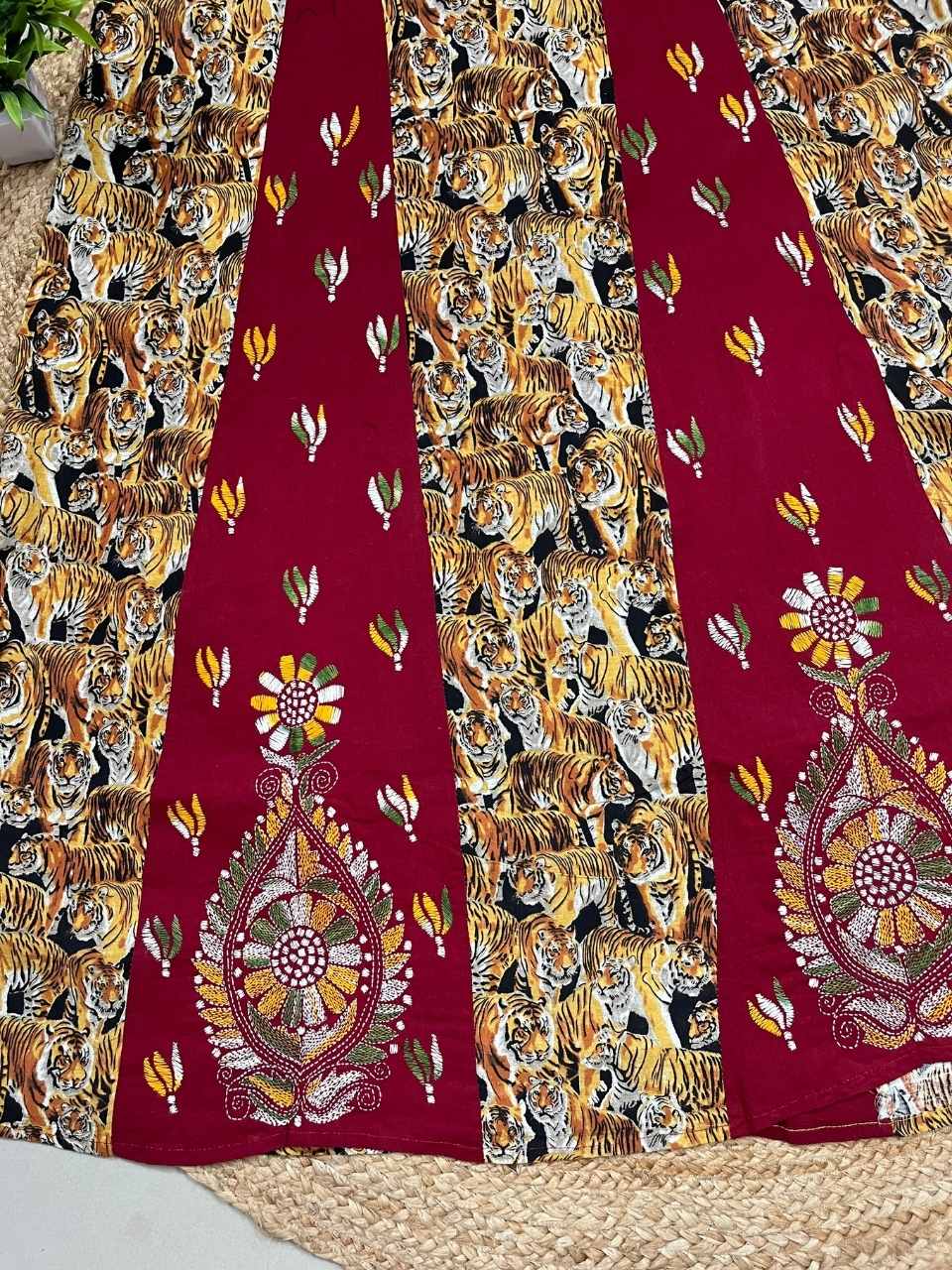 Kantha Red Rani Cotton Wrap Skirt
