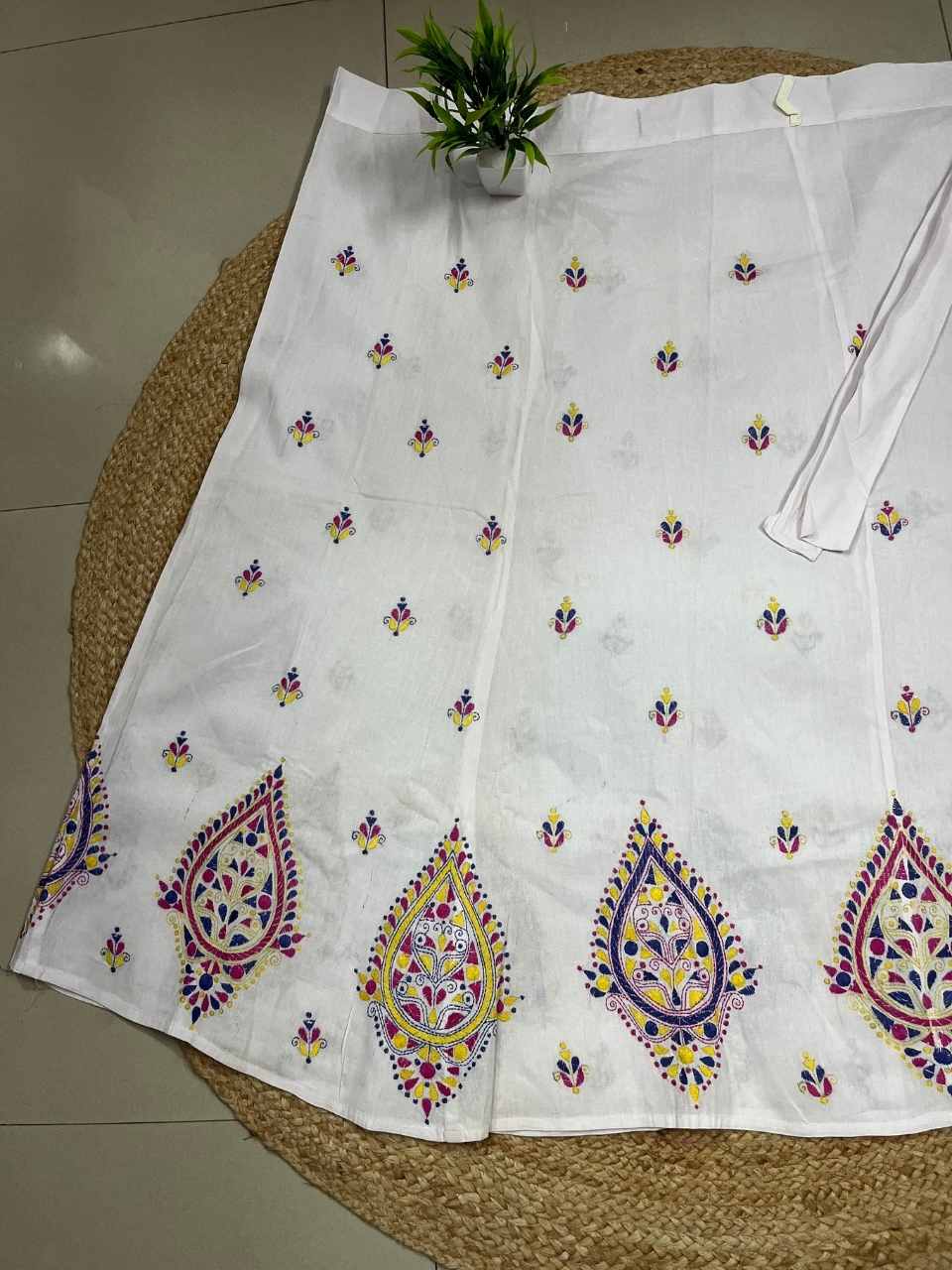 Kantha White Kori Wrap Cotton Skirt
