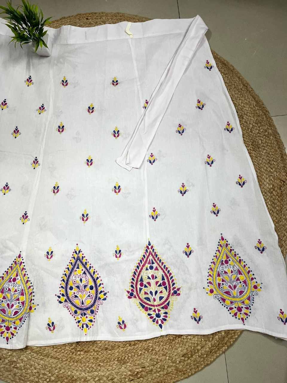 Kantha White Kori Wrap Cotton Skirt