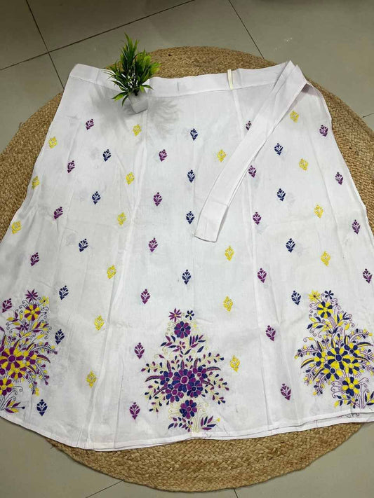 Kantha White Annu Cotton Wrap Skirt