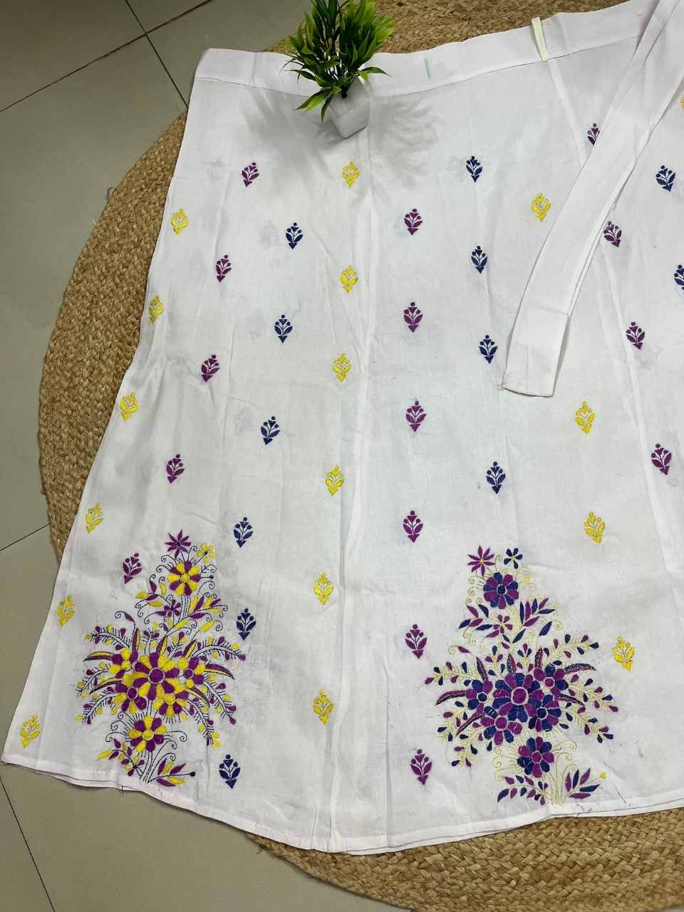 Kantha White Annu Cotton Wrap Skirt