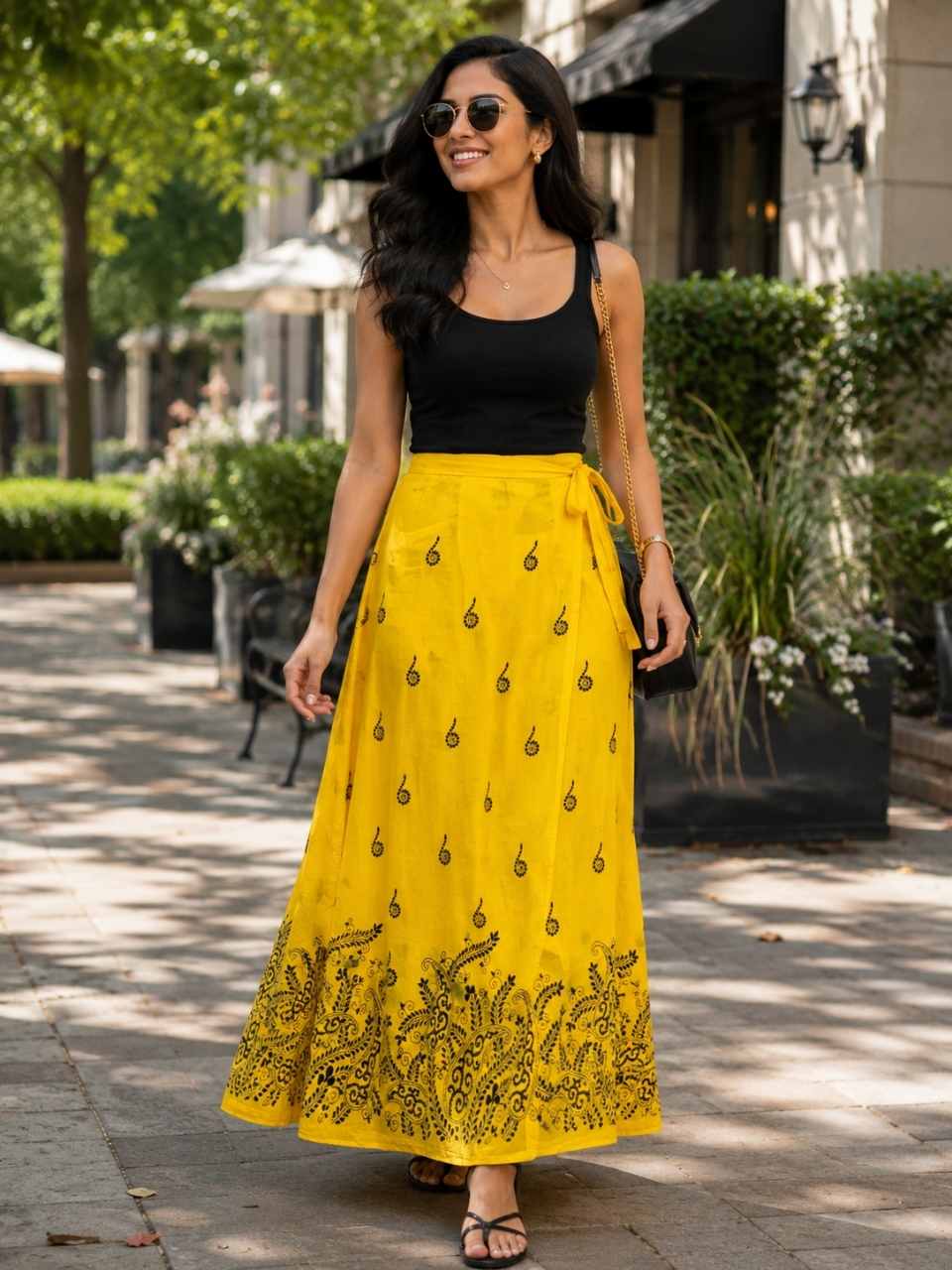 Kantha Yellow Yashi Wrap Skirt