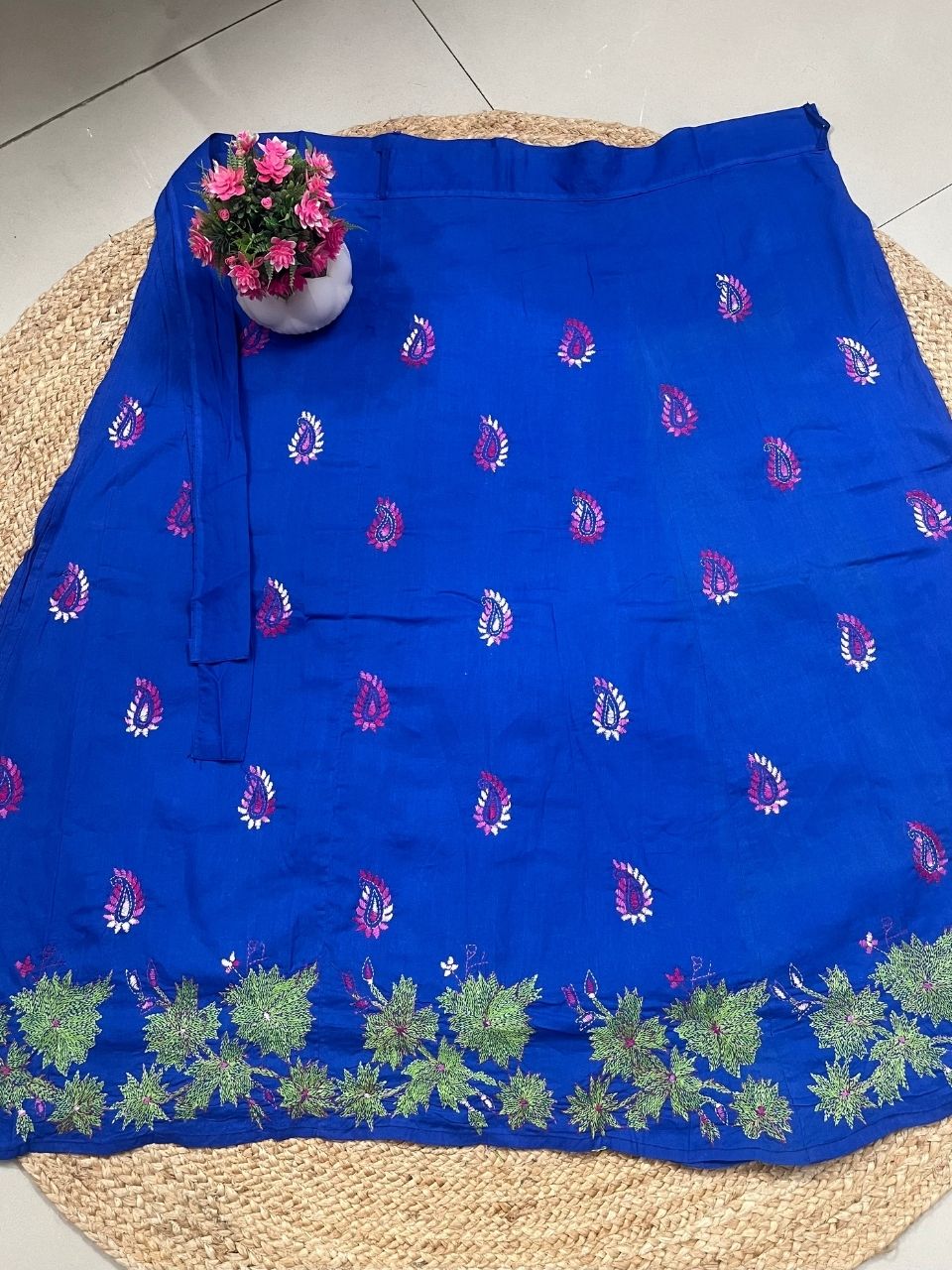 Kantha Blue Keshvi Wrap Indian Skirt