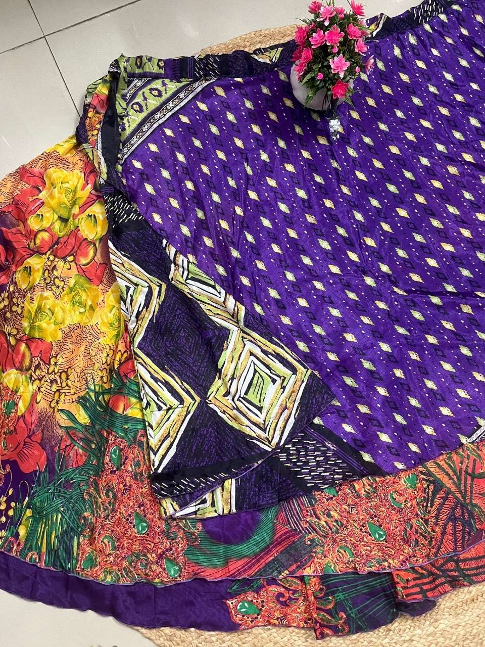 Bohemian Rosy Purple Wrap Silk Skirt