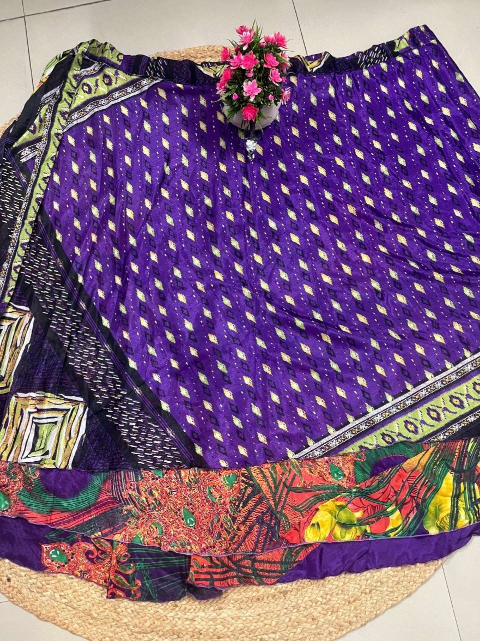 Bohemian Rosy Purple Wrap Silk Skirt