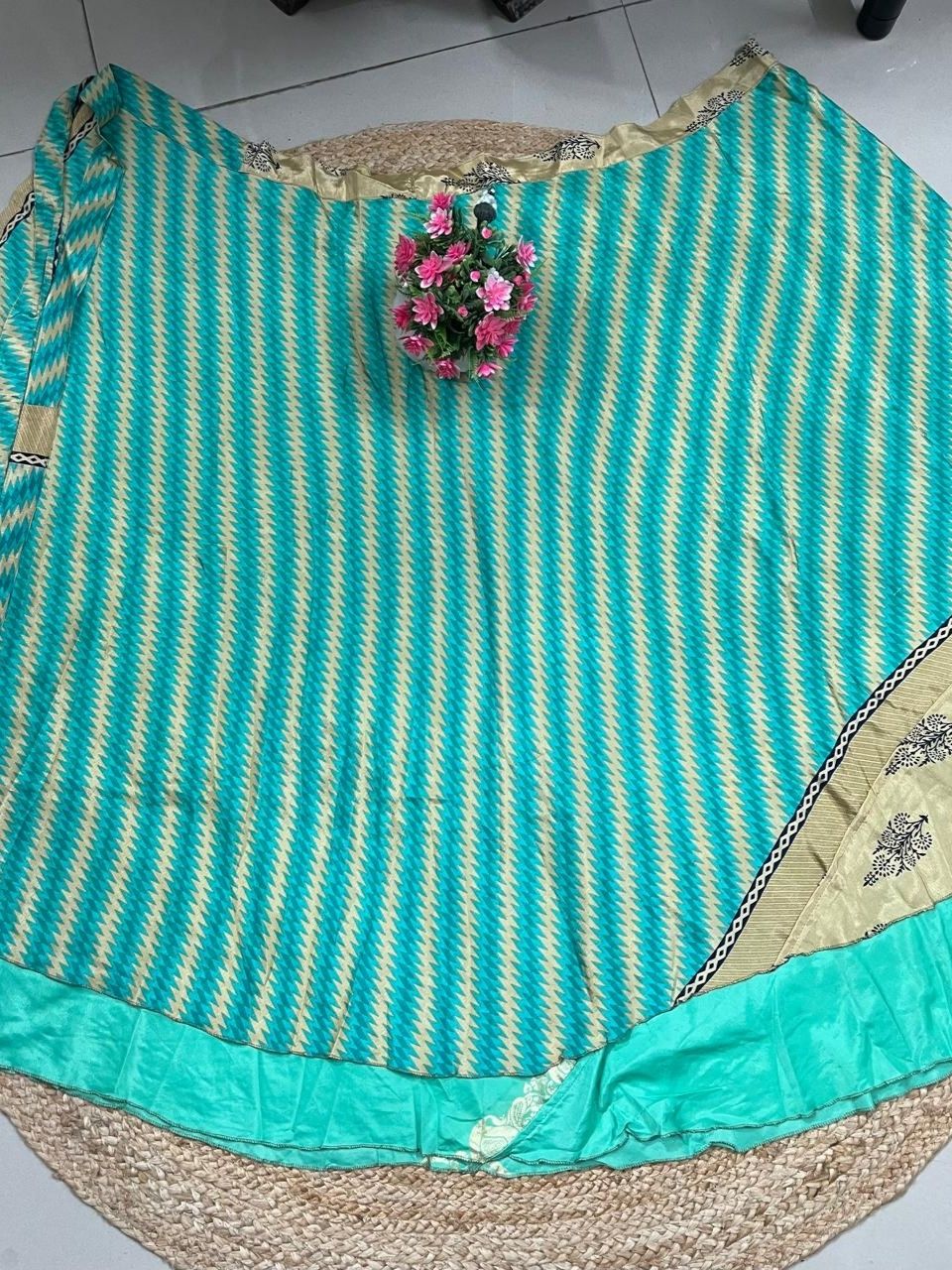Bohemian Silky Turquoise Wrap Silk Skirt