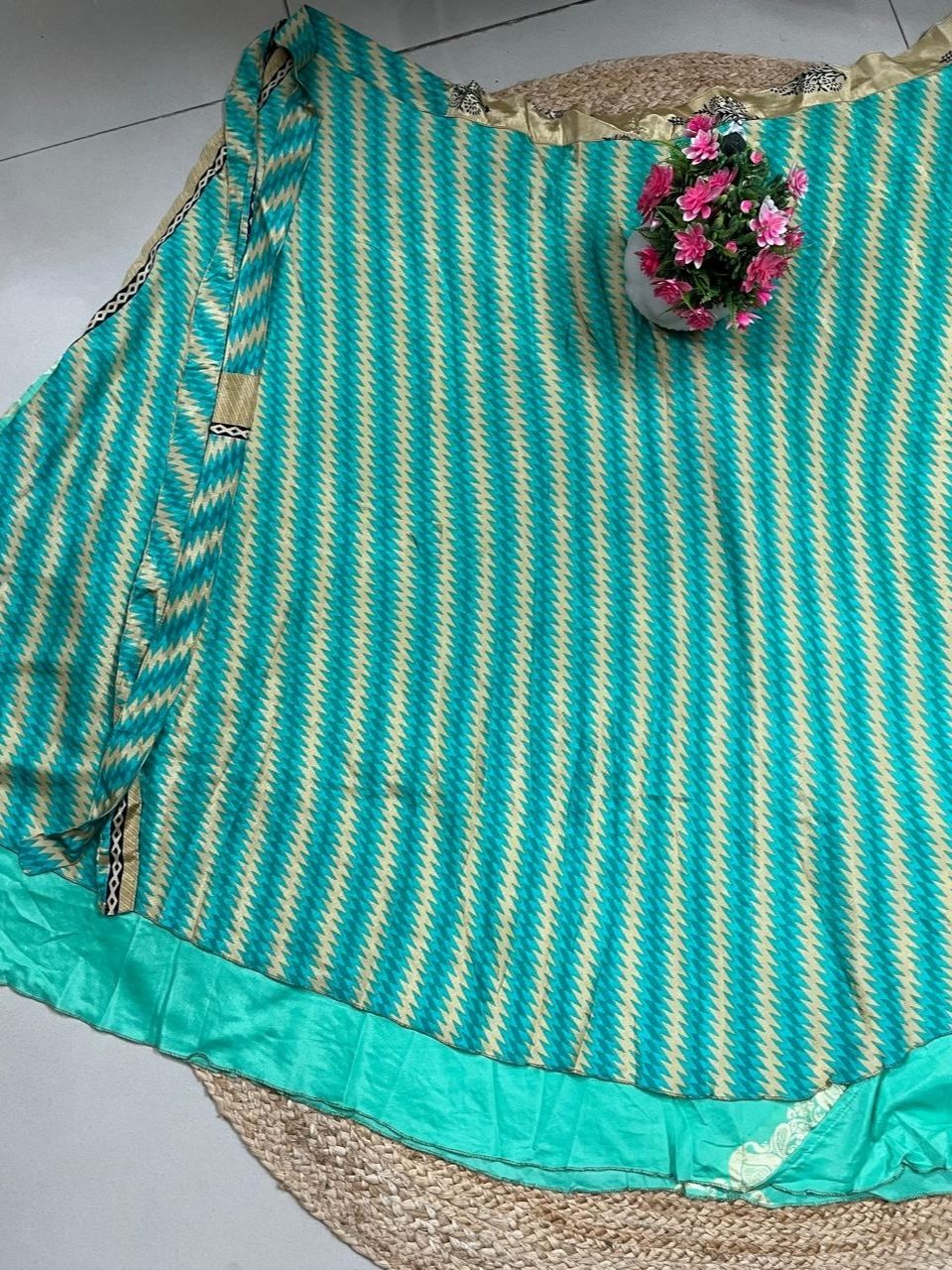 Bohemian Silky Turquoise Wrap Silk Skirt