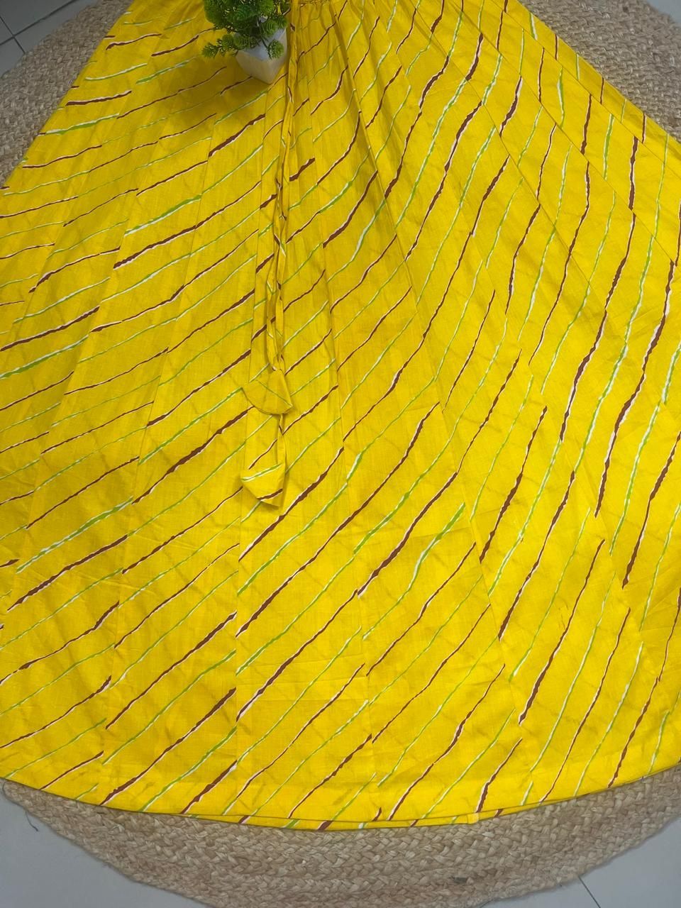 Lehariya Yellow Multi Panel Divya Cotton Indian Skirt