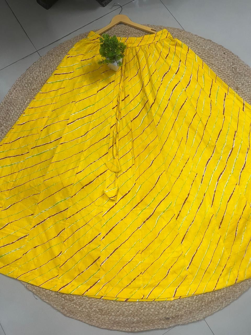 Lehariya Yellow Multi Panel Divya Cotton Indian Skirt