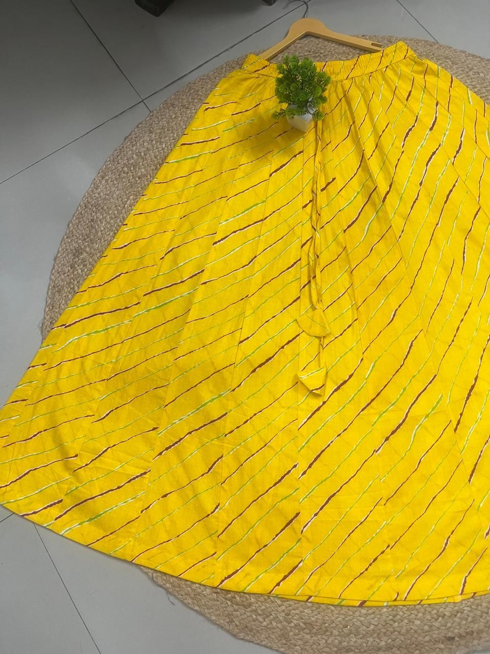 Lehariya Yellow Multi Panel Divya Cotton Indian Skirt