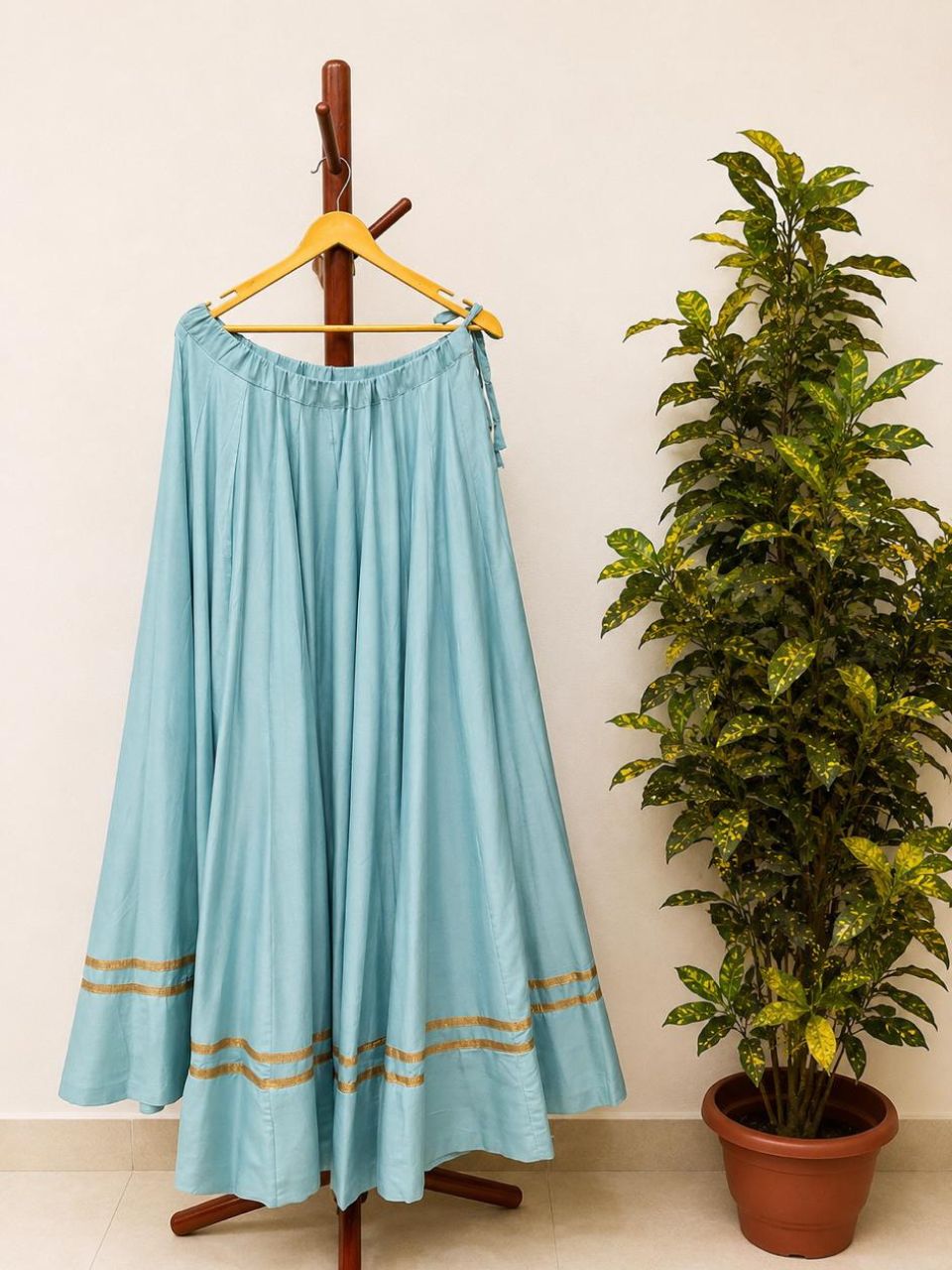 Garba Flared Blue Bhavna Rayon Cotton Indian Skirt