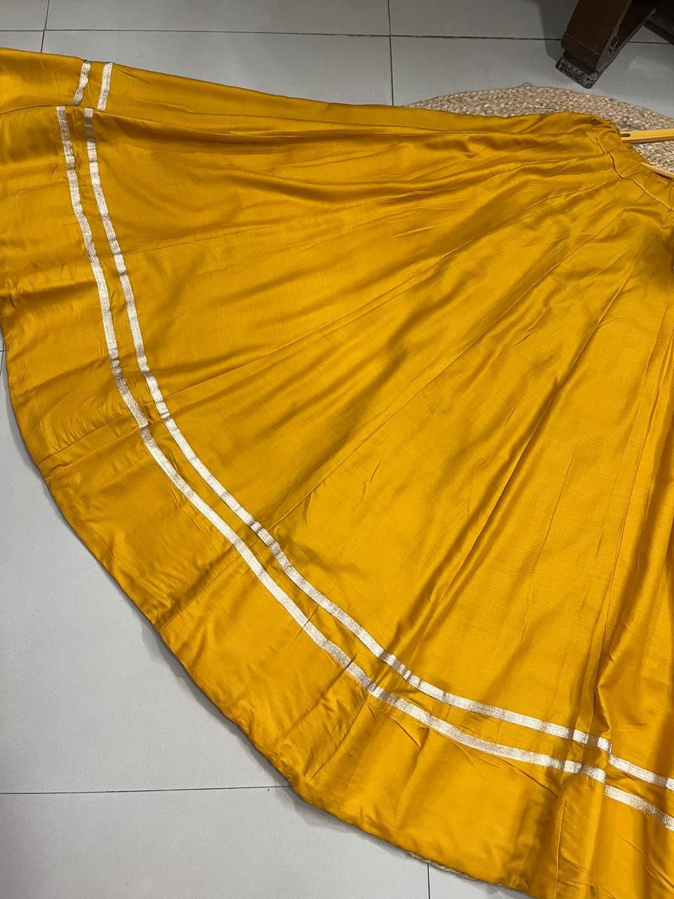 Garba Flared Mustard Yellow Rajni Rayon Cotton Indian Skirt
