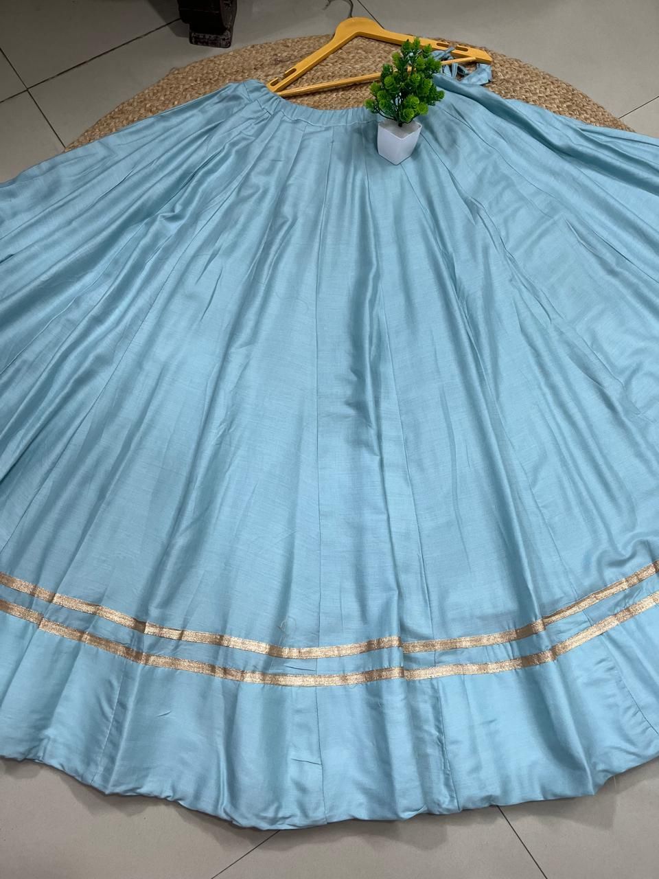 Garba Flared Blue Bhavna Rayon Cotton Indian Skirt