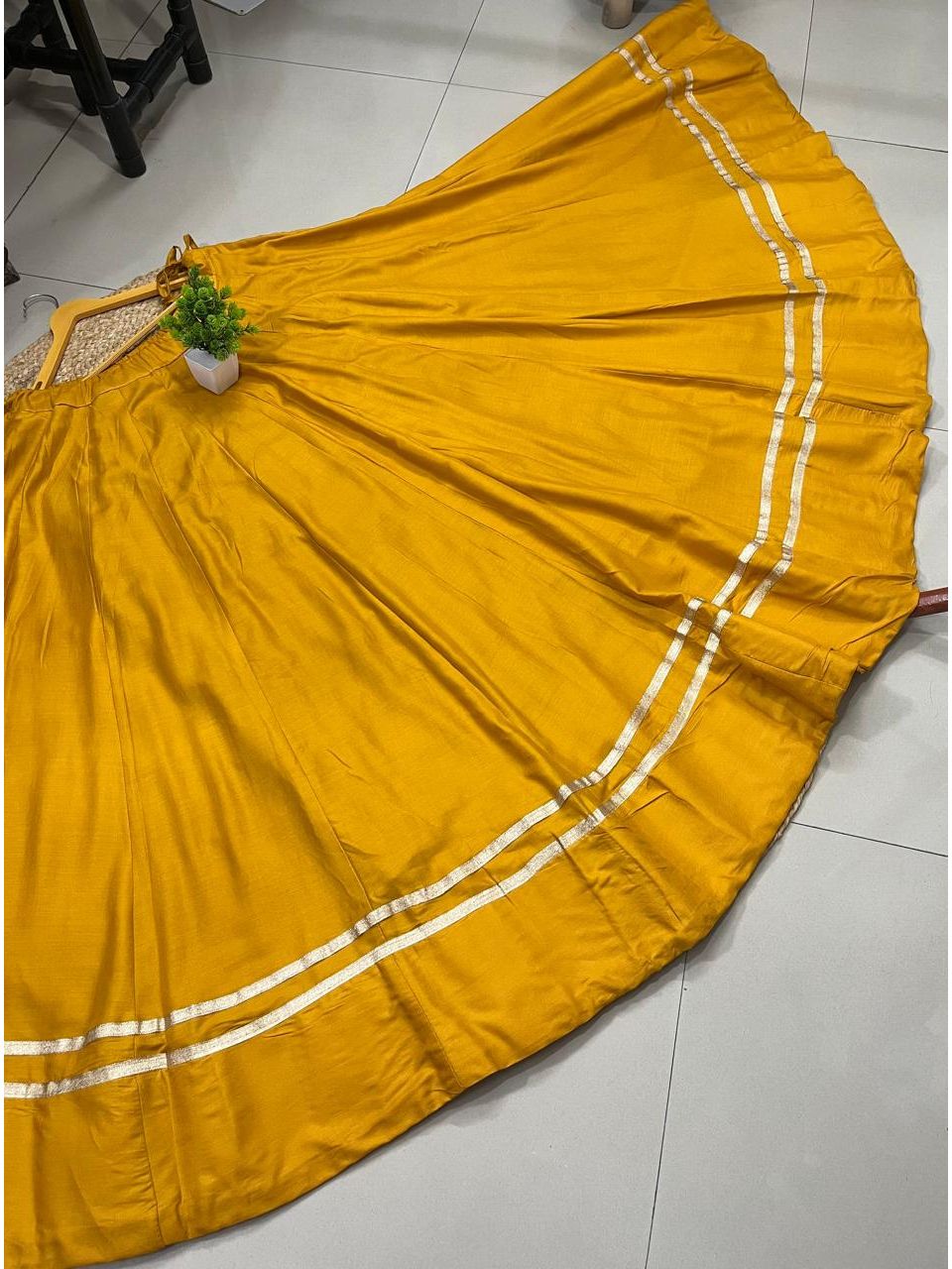 Garba Flared Mustard Yellow Rajni Rayon Cotton Indian Skirt