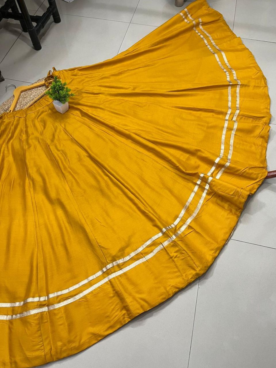 Garba Flared Mustard Yellow Rajni Rayon Cotton Indian Skirt