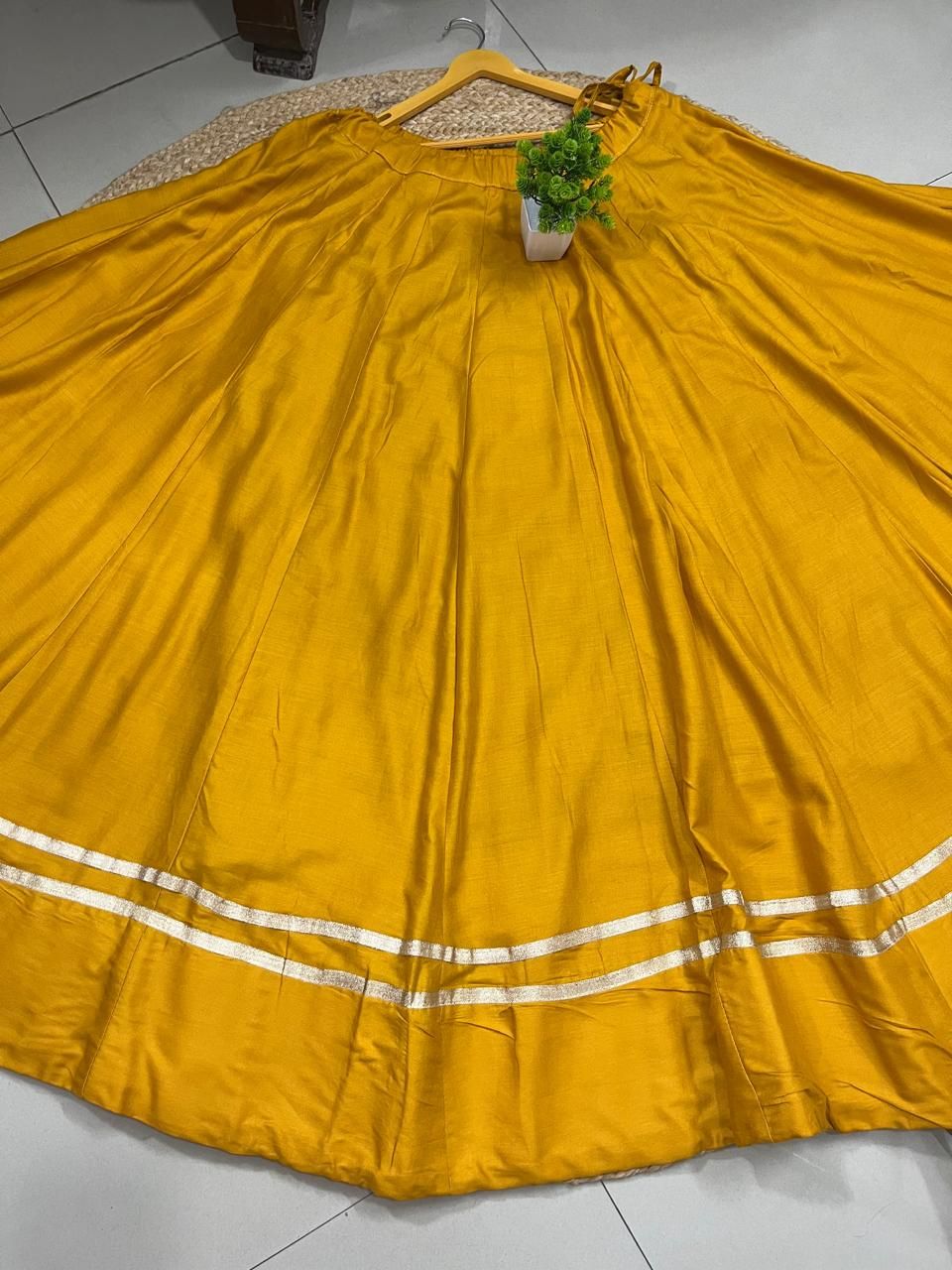 Garba Flared Mustard Yellow Rajni Rayon Cotton Indian Skirt