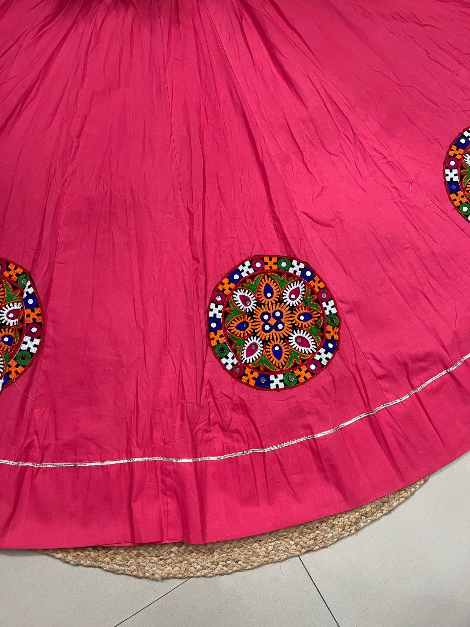 Garba Flared Rani Pink Rati Cotton Indian Skirt