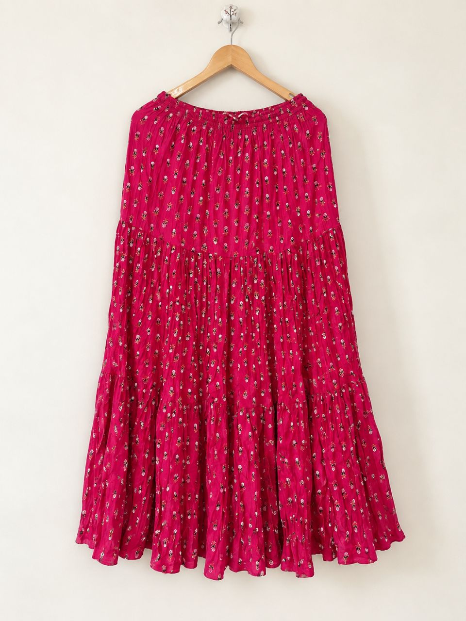 Casual Cotton Printed Fuchsia Pari Indian Skirt