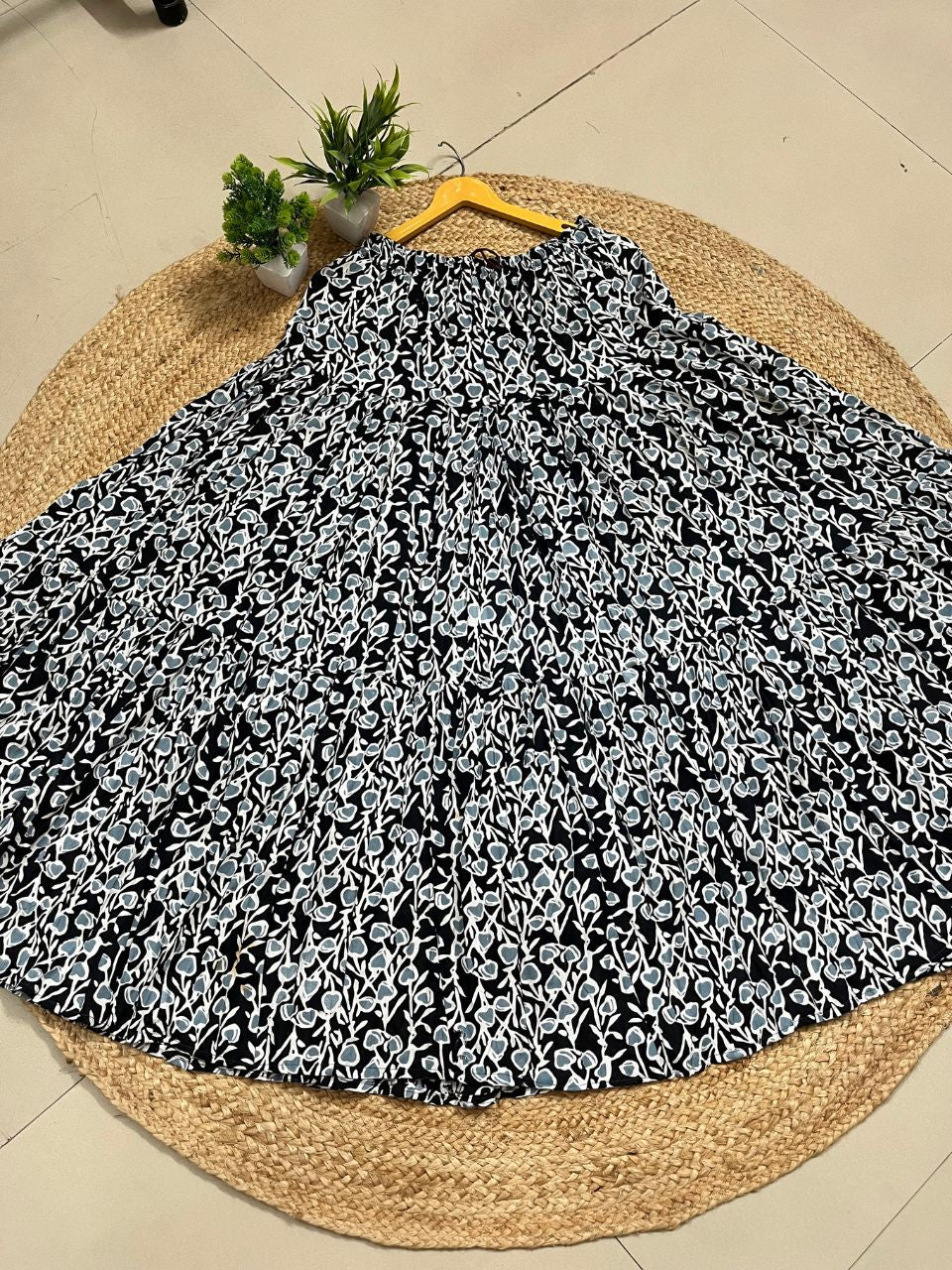 Casual Cotton Printed Black Kajol Indian Skirt