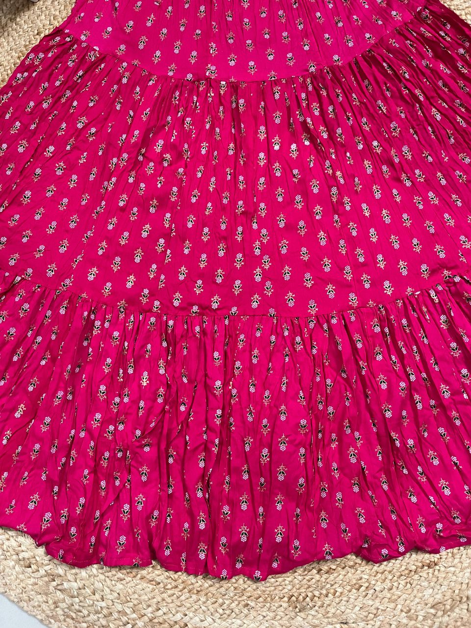 Casual Cotton Printed Fuchsia Pari Indian Skirt