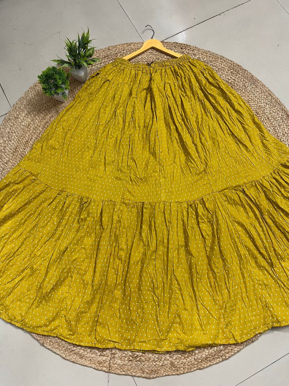 Casual Cotton Printed Yellow Yavika Indian Skirt