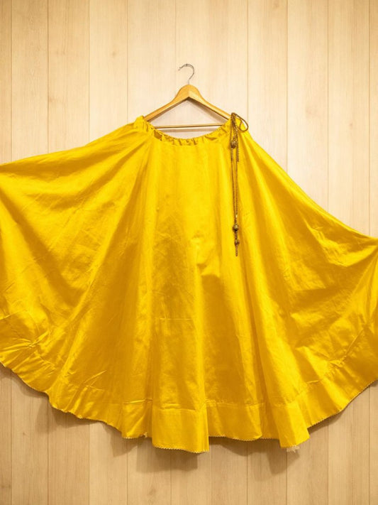 Flared Yellow Sara Silk Indian Skirt