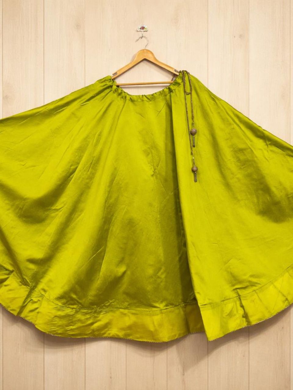 Flared Green Avika Silk Indian Skirt