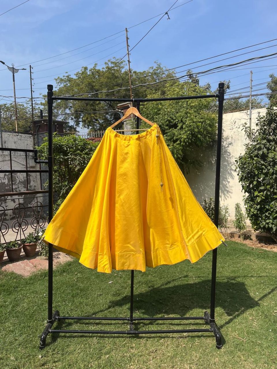 Flared Yellow Sara Silk Indian Skirt