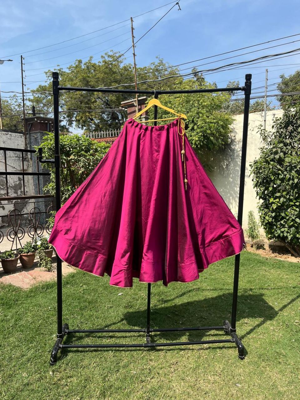 Flared Wine Rasha Silk Indian Skirt