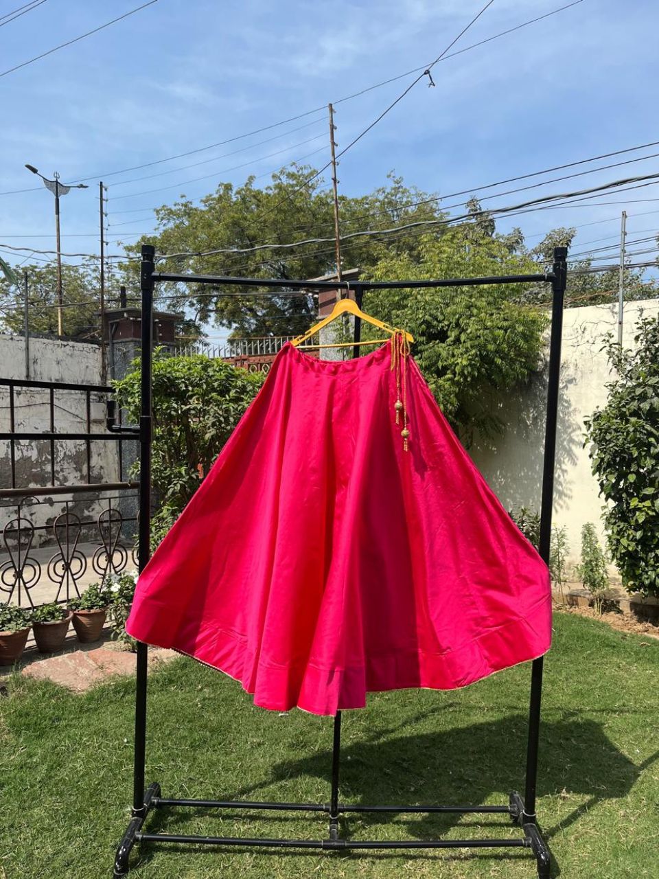 Flared Fuchsia Kanchi Silk Indian Skirt