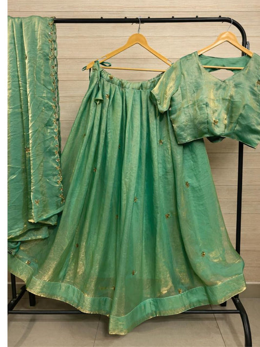 Turquoise Space Silk Tina Festive Lehenga