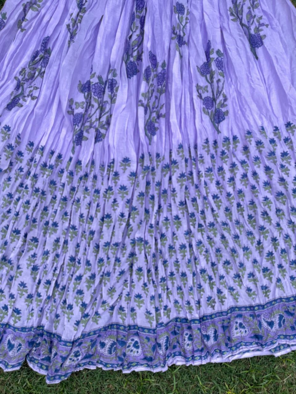 Mulmul Block Print Pastel Purple Urvi Indian Skirt