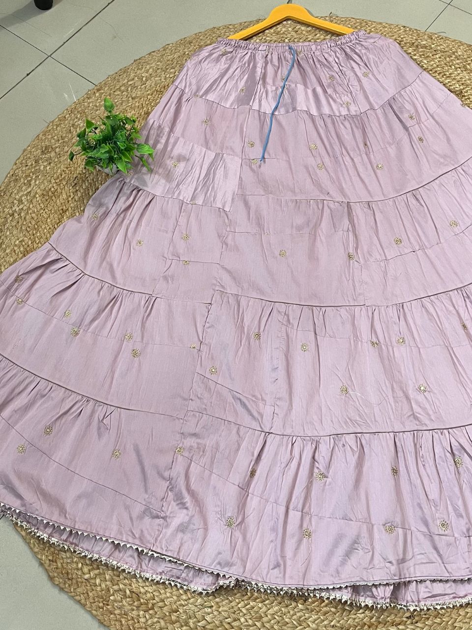 Tiered Cotton Lavender Lolita Indian Skirt