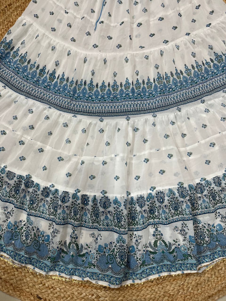 Tiered Chiffon White Sulbha Indian Skirt