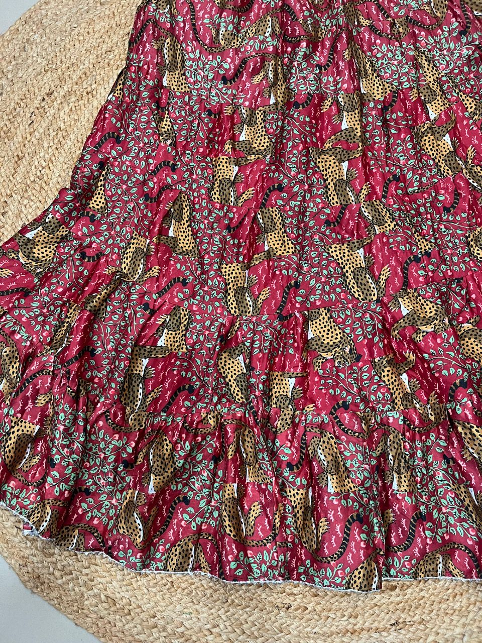 Tiered Cotton Multiclour risha Indian Skirt