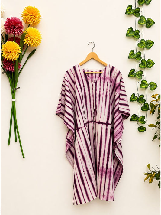 Tie Dye Cotton Wine Husna Kaftan
