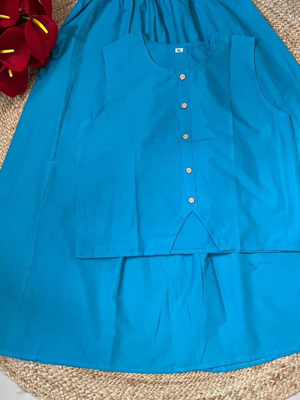 Chic Blue Zoya Cambric Cotton Skirt Set