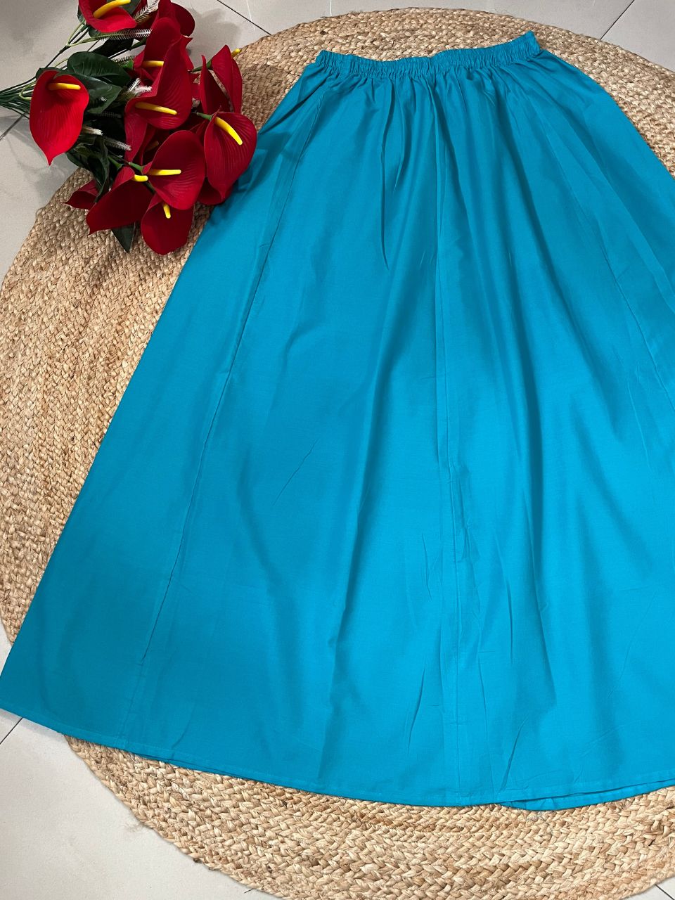 Chic Blue Zoya Cambric Cotton Skirt Set