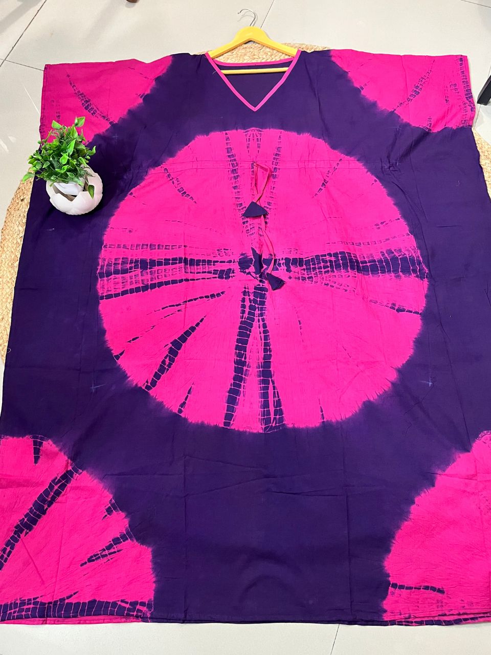 Tie Dye Fuchsia Radha Cotton Kaftan
