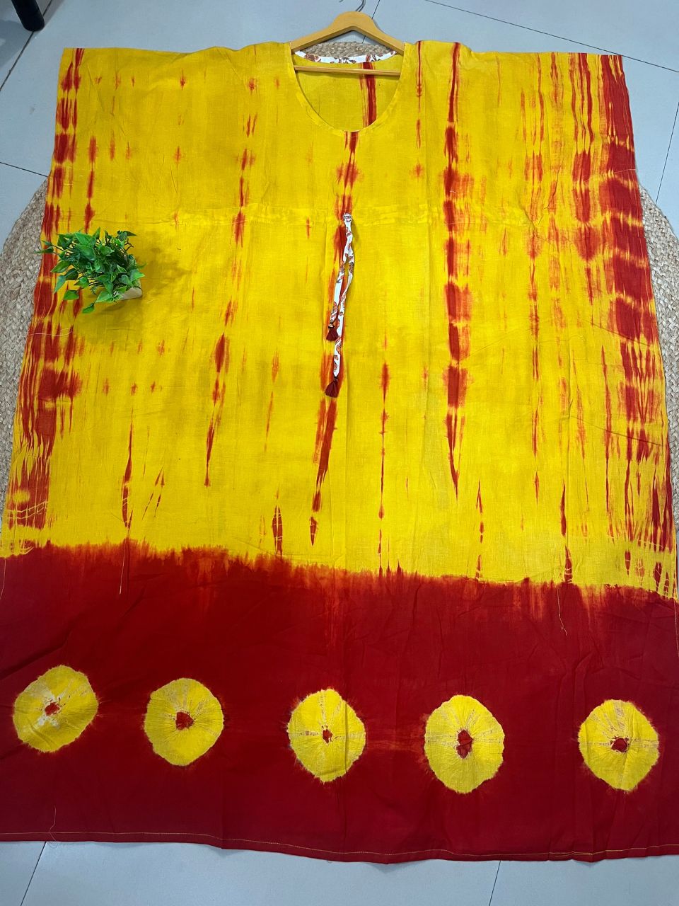Tie Dye Yellow Yelina Cotton Kaftan