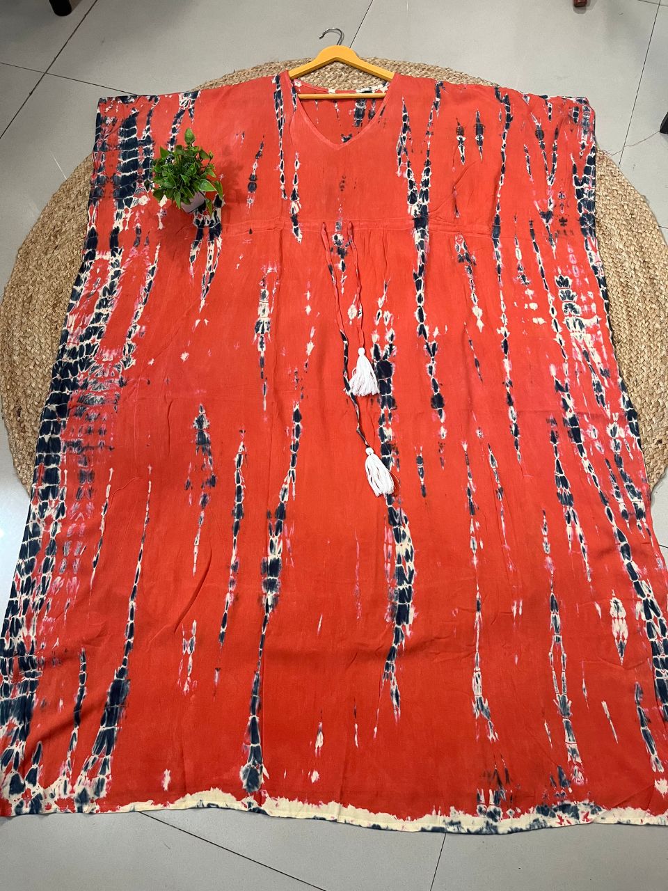 Shibori Orange Devi Rayon Kaftan