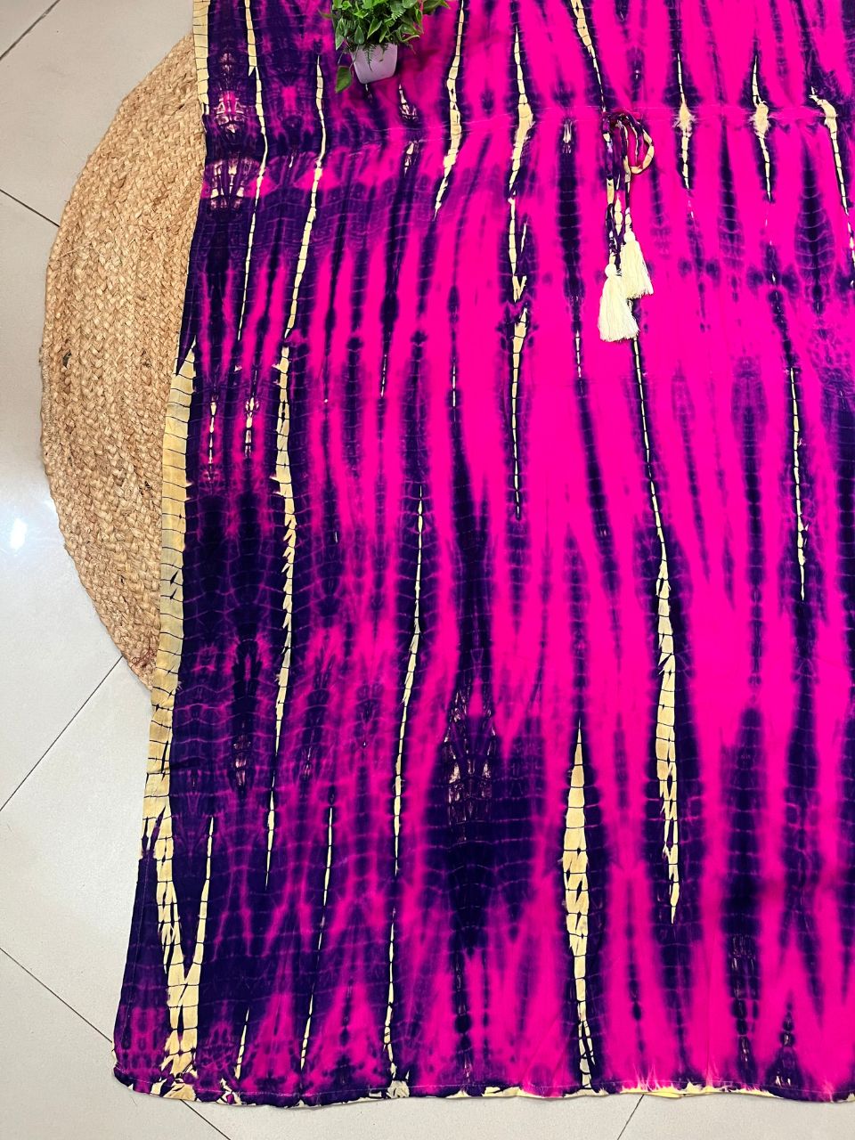 Tie Dye Magenta Purple Raha Rayon Kaftan