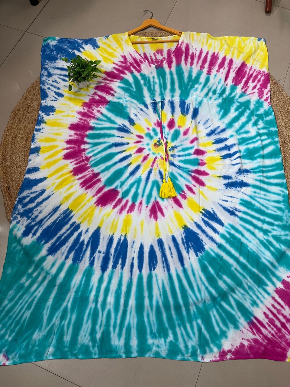 Tie Dye Blue Ruchika Rayon Kaftan