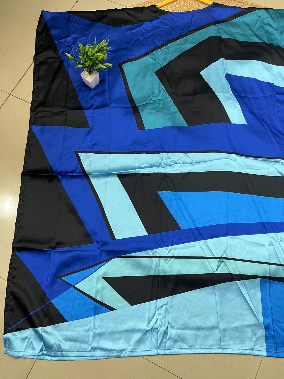 Digital Print Dora Blue Silk Kaftan
