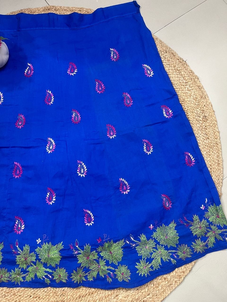 Kantha Blue Keshvi Wrap Indian Skirt