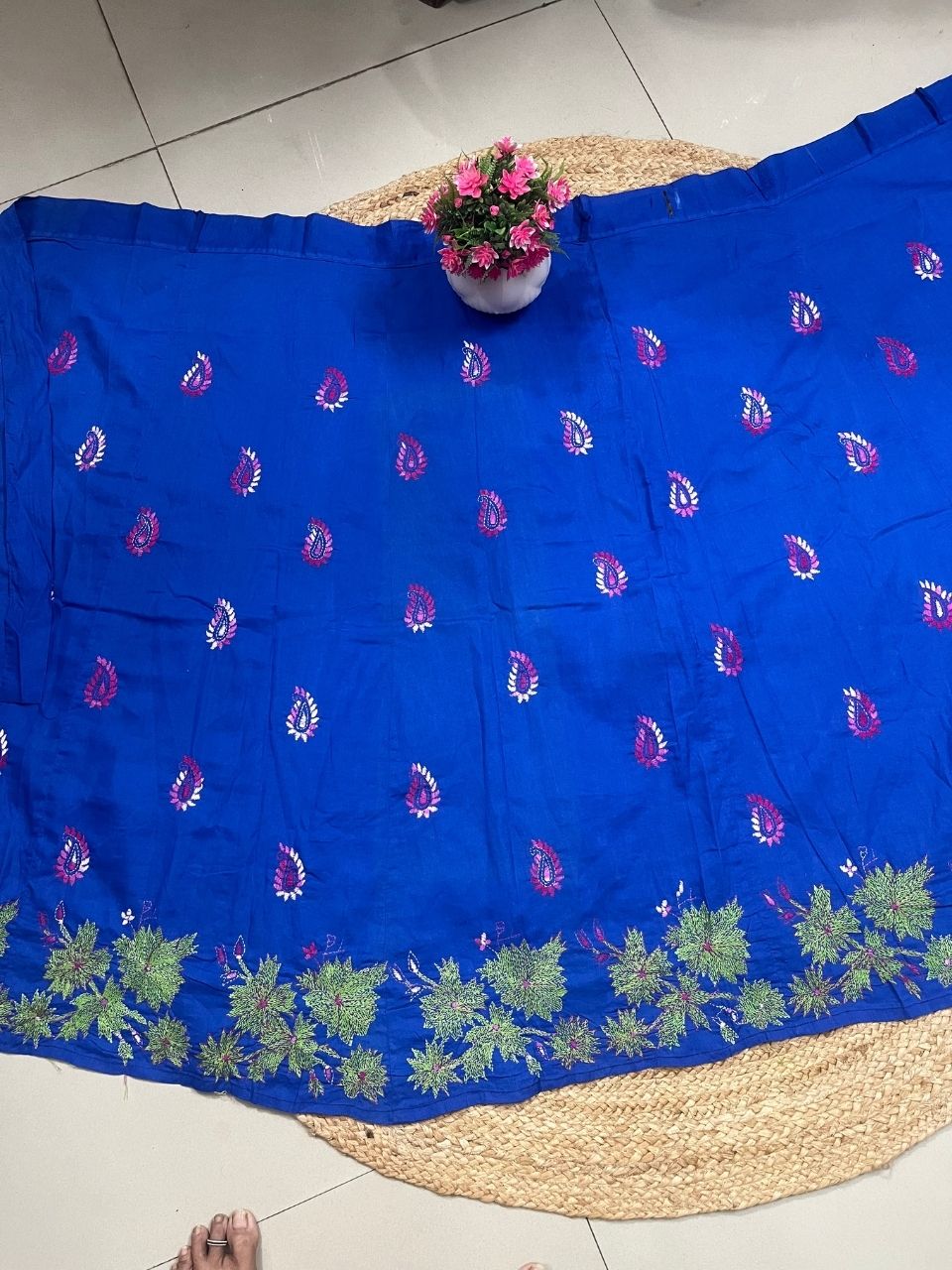 Kantha Blue Keshvi Wrap Indian Skirt