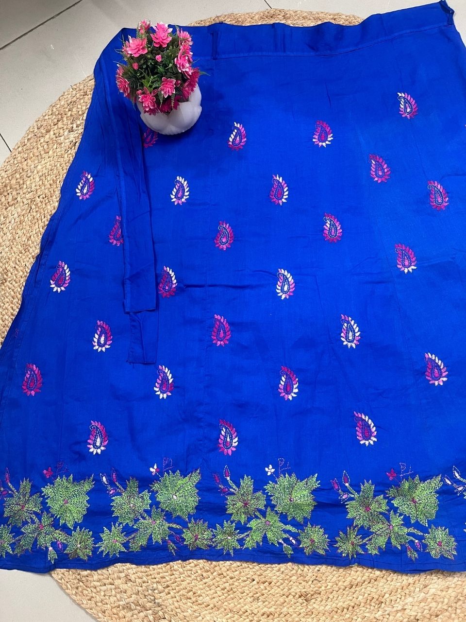 Kantha Blue Keshvi Wrap Indian Skirt