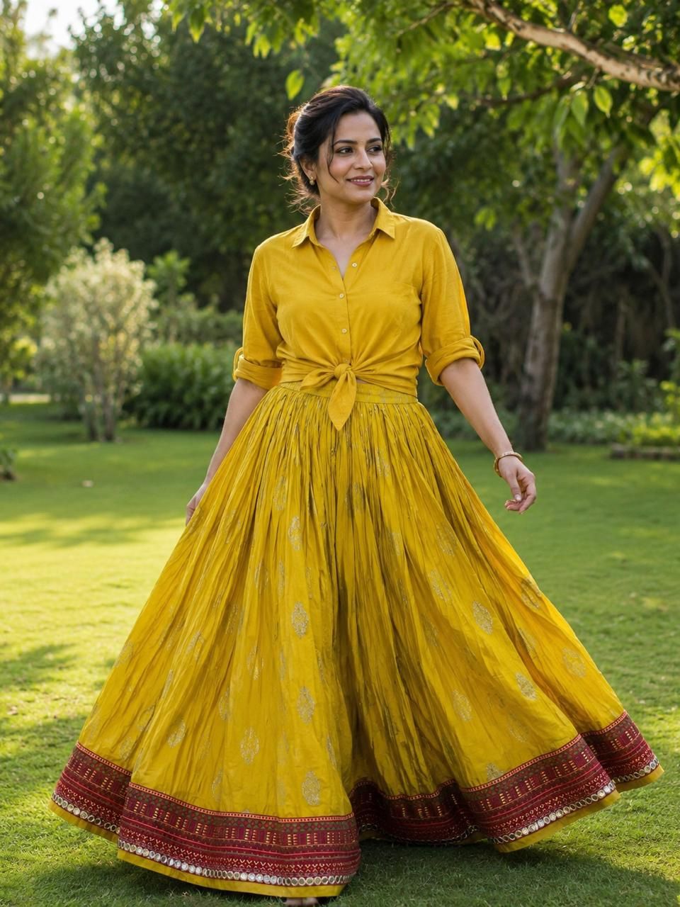Cotton yellow Siyali Indian Skirt